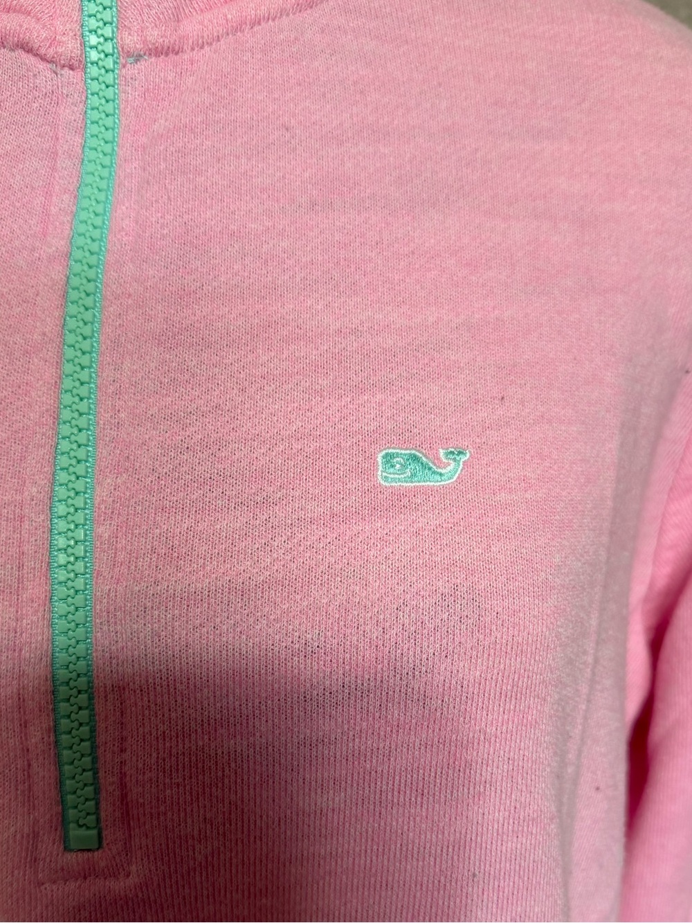 Vineyard Vines Pink Quarter-Zip Pullover with Mint Trim - Picture 4 of 6